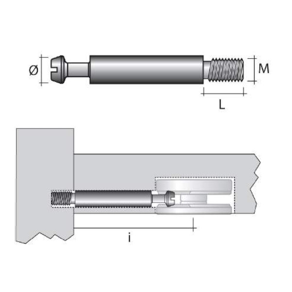 TE136 Дюбель для эксцентрика STRONG, M6x55 мм, сталь, цинк. покр.-1
