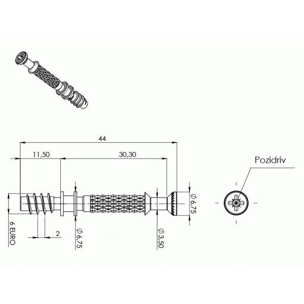 TM01 Дюбель евровинт D7x34 мм, сталь, цинк. покр.-6