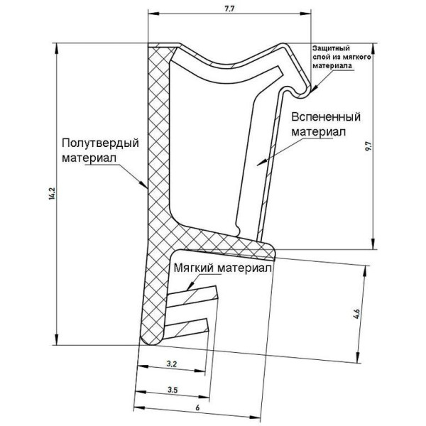 Уплотнитель для деревянных евроокон DEVENTER на наплав створки, ширина паза 3 мм, ТЭП, белый RAL 9016-2