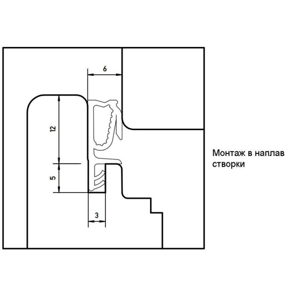Уплотнитель для деревянных евроокон на наплав и фальц створки, ширина паза 3 мм, ТЭП, серый RAL 7040-4