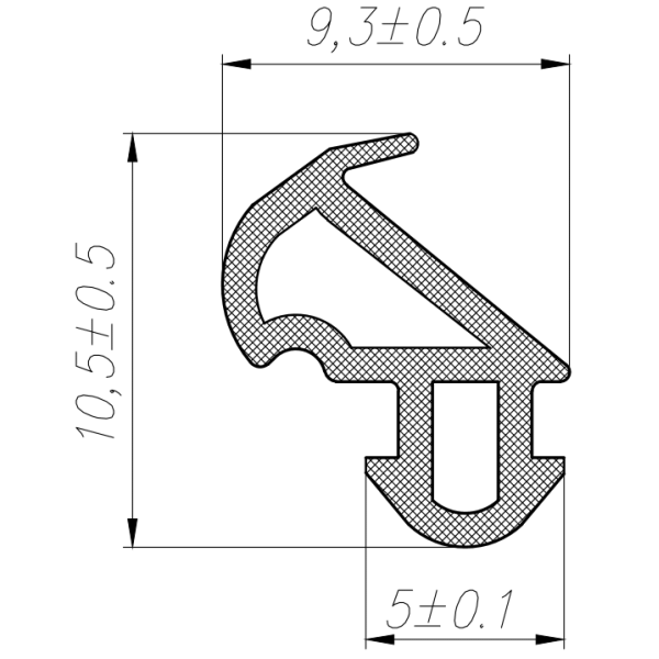 Уплотнитель совместим с профилем KBE (228) (рама, створка), чёрный, "ELEMENTIS", ТЭП-7