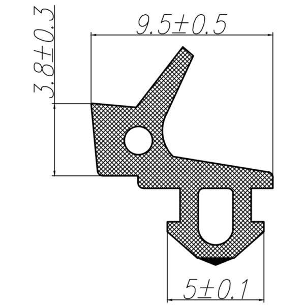 Уплотнитель совместим с профилем KBE (255) (стеклопакет), чёрный, "ELEMENTIS", ТЭП-7