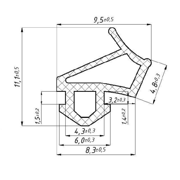 Уплотнитель совместим с профилем VEKA 254 (створка), чёрный, "ELEMENTIS", ТЭП-1
