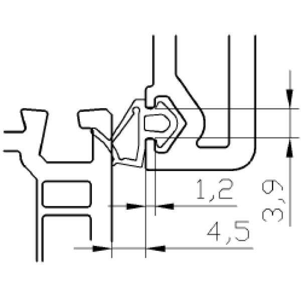 Уплотнитель совместим с профилем VEKA, (створка), серый-4