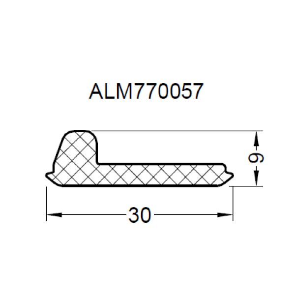 Уплотнитель упорный порога ALUMARK EPDM 50м черный