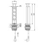 Выдвижной блок розеток D-60мм., серебристый, 3 розетки EURO + 2USB, 250V, 3.5kW